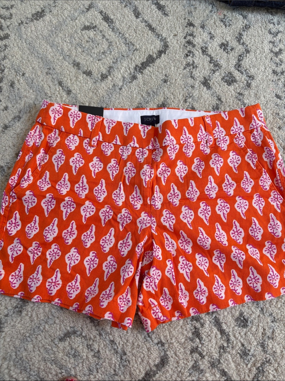 J. Crew Bright Orange Shorts with Pink Floral Print